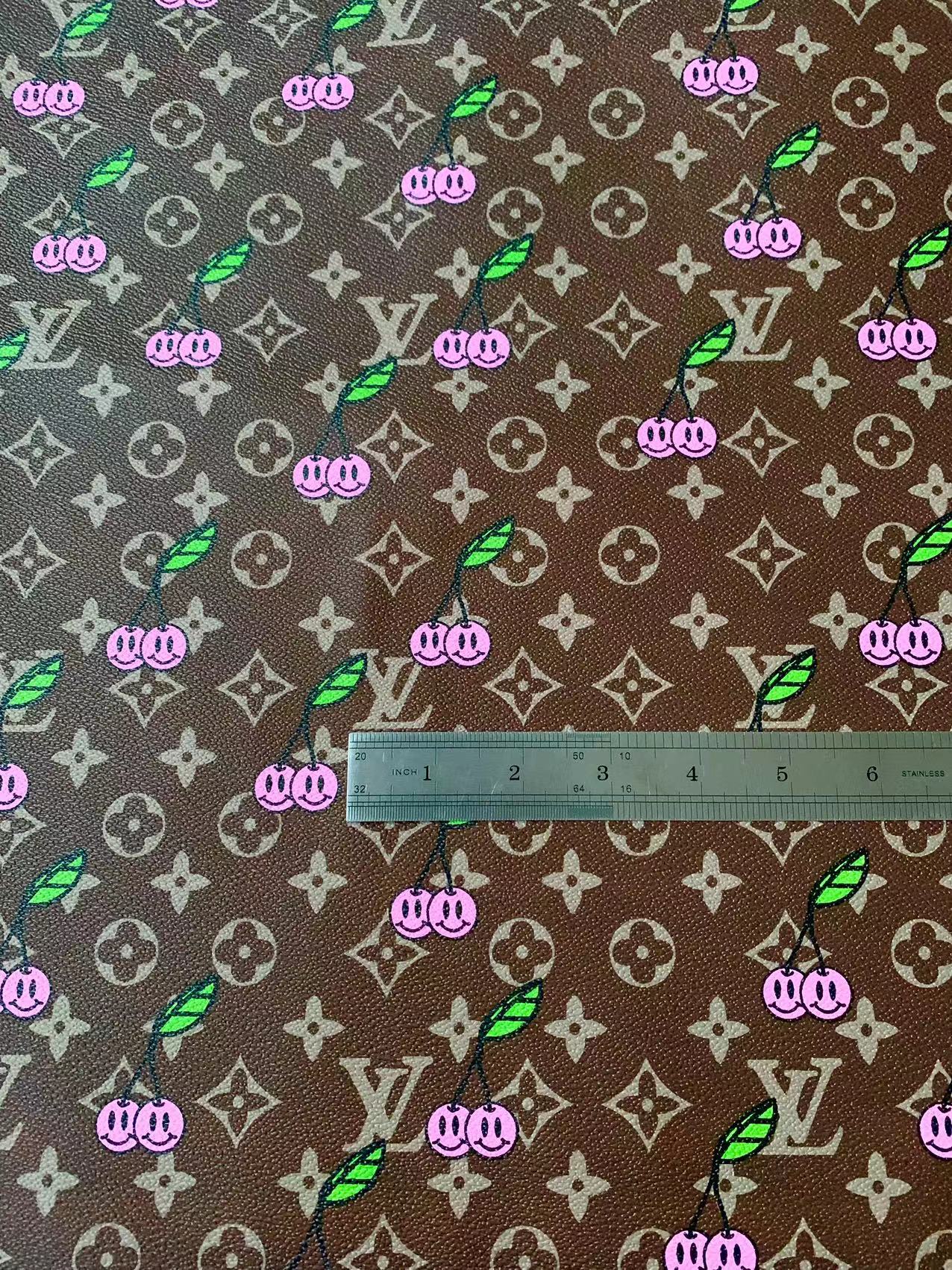 Fashion Cherry Design Leather For Handmade Shoes,Handicraft ,Upholstery Goods By Yard
