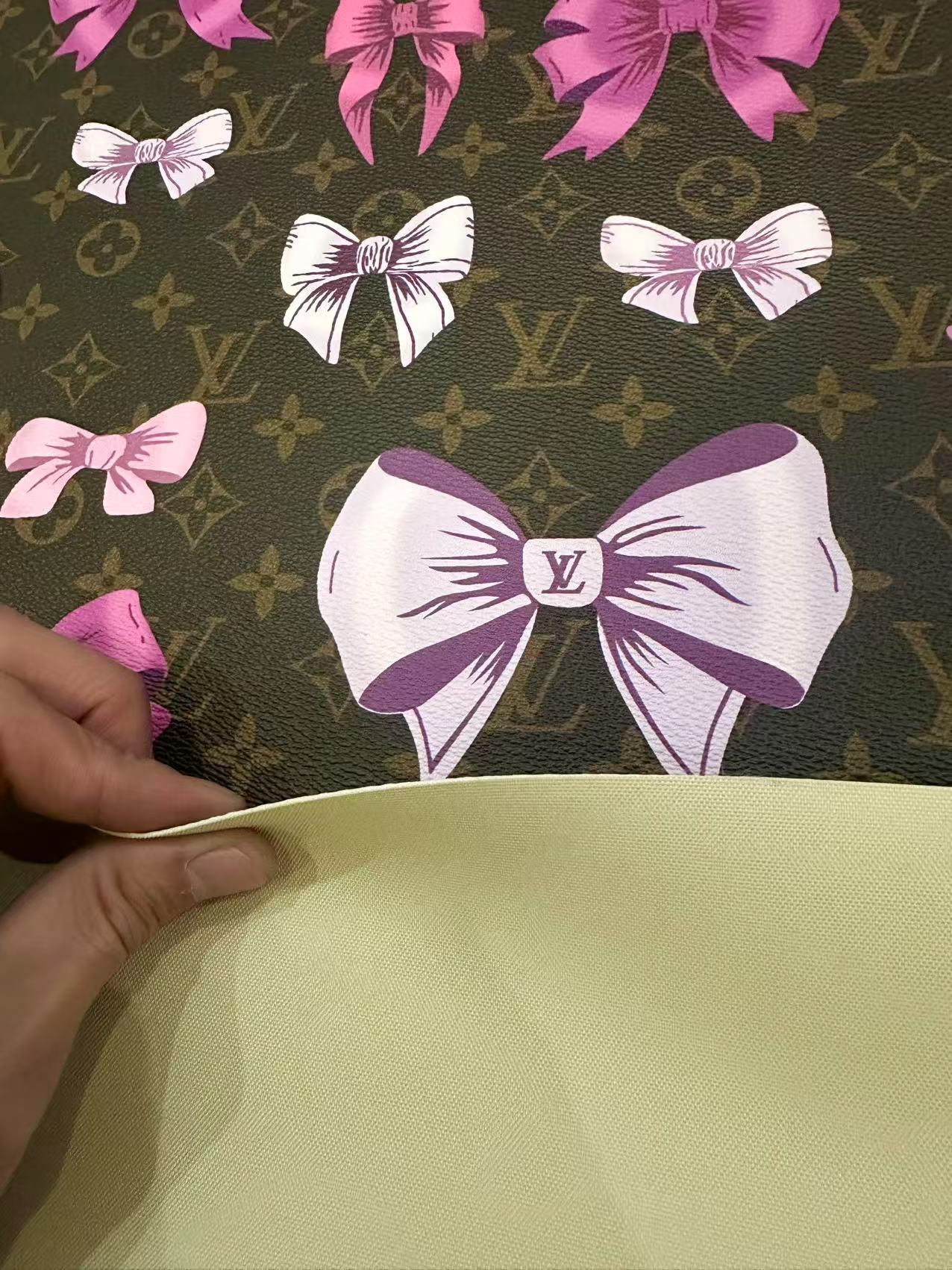 Fashion Bow Vinyl Leather Fabric For Handmade Sneaker,Upholstery Goods By Yard