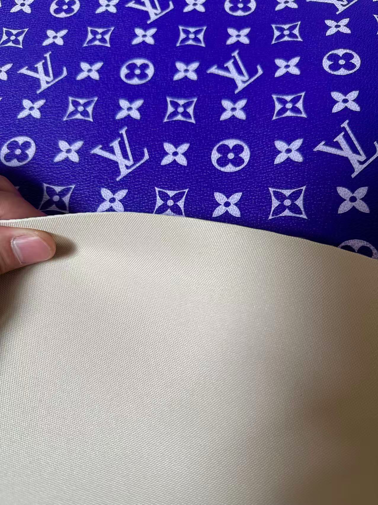 Craft Purple With White LV Vinyl Leather for Handmade Sneaker,Car Upholstery Leather By Yard