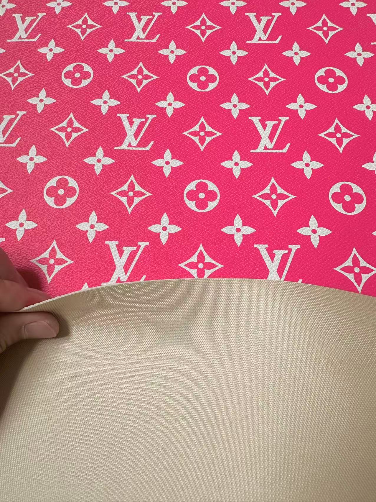 Craft Hot Pink LV Vinyl Leather for Handmade Sneaker,Car Upholstery Leather By Yard