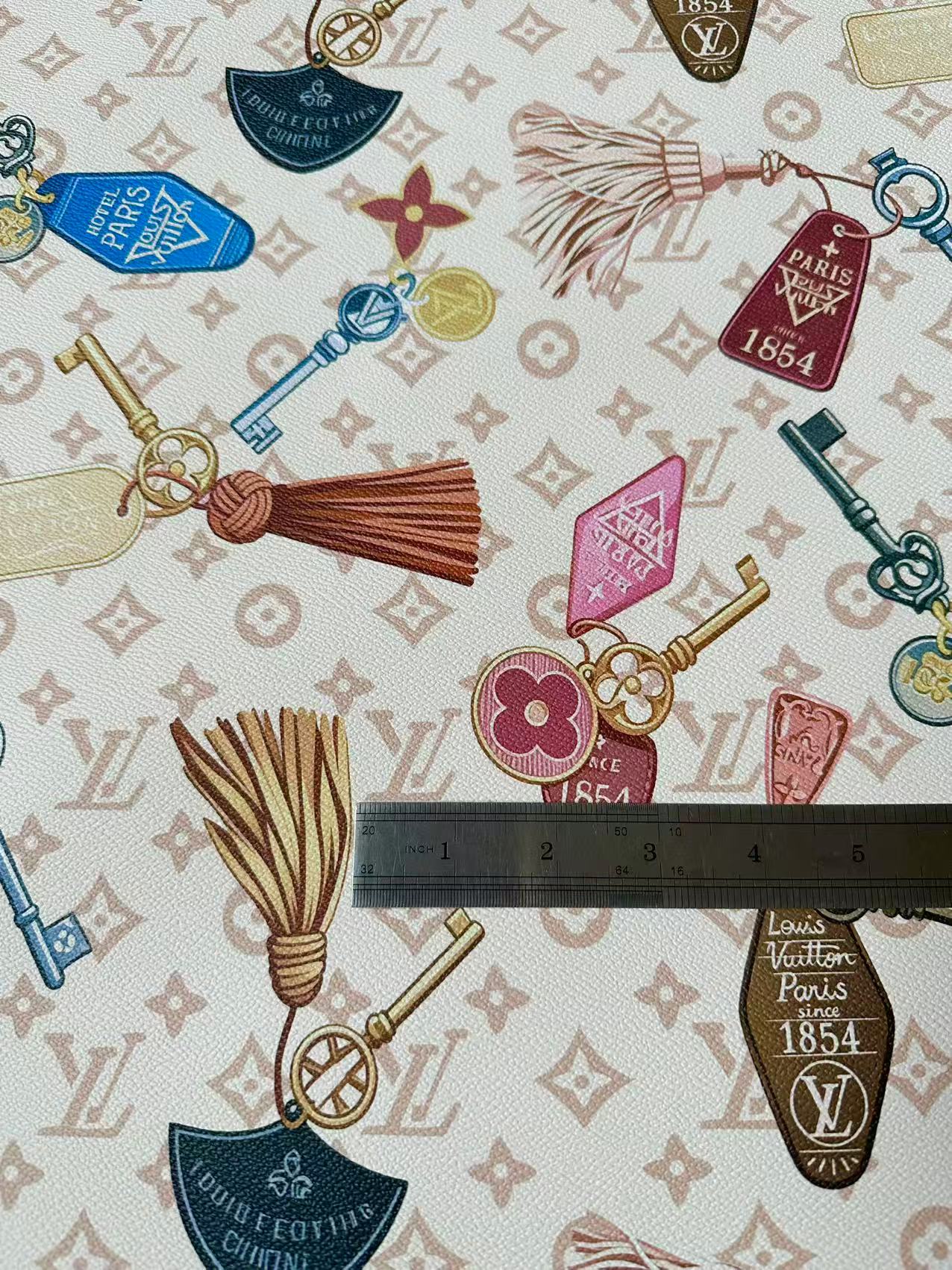 Fashion Colorful Key With LV Leather Fabric For Handmade Sneaker,Bag And Upholstery Goods