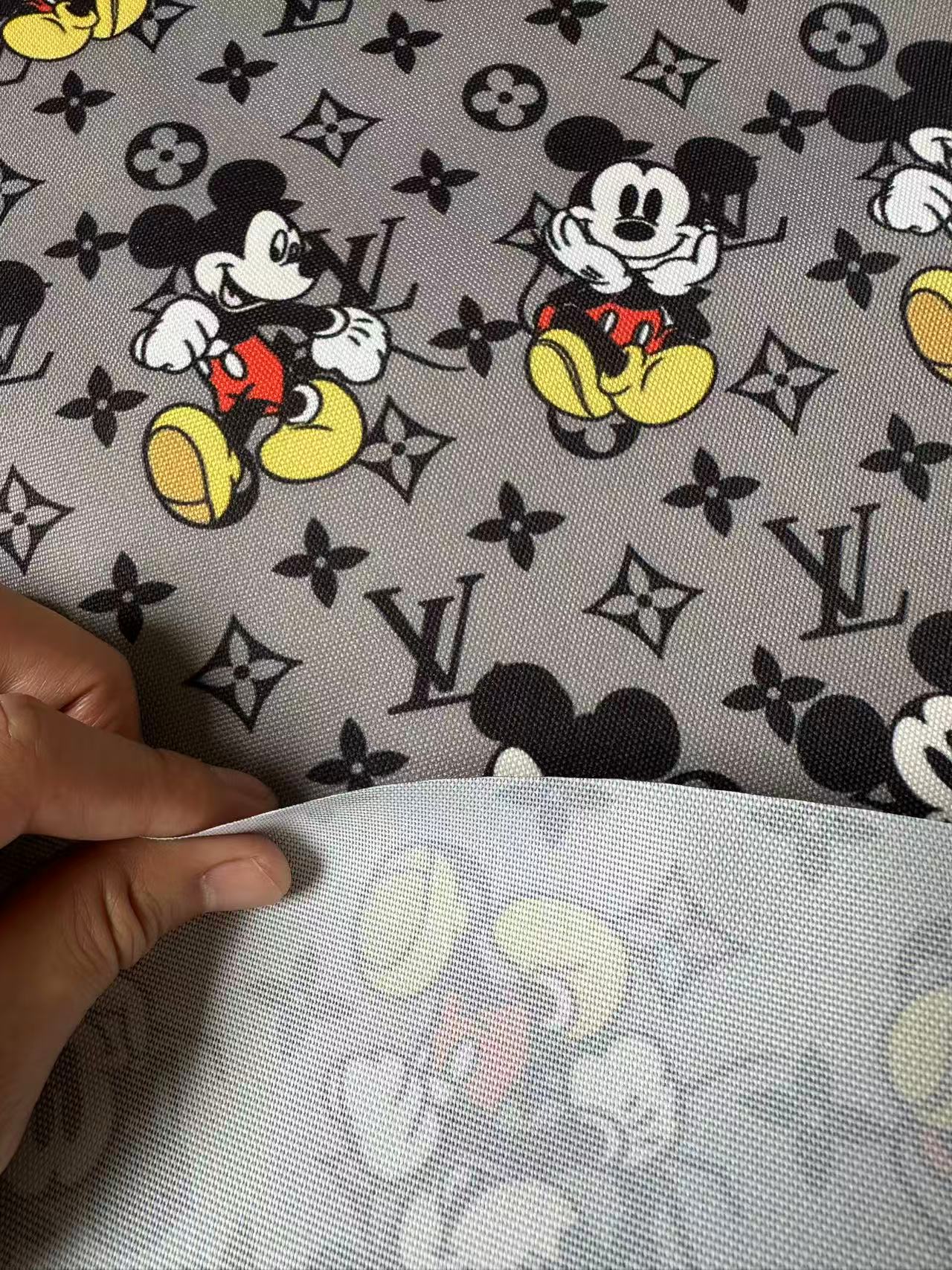 Fashion Mickey Mouse With LV Canvas Cloth Fabric For Handmade sewing , DIY Upholstery ,Shoes By Yard