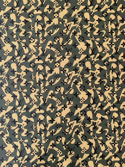 Classic LV Camouflage  Leather Case Fabric,Handmade Bag Fabric,Hand-made Shoes  Leather Fabric