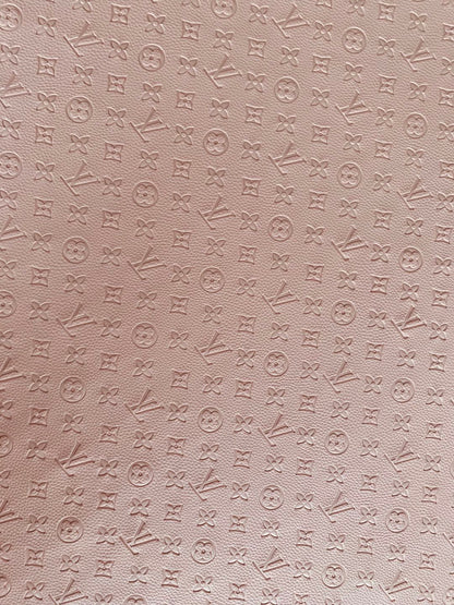 Fashion Embossed LV Crafting Leather Fabric For Handmade Bags ,shoes and DIY Handicrafts  By Yards (Pink)