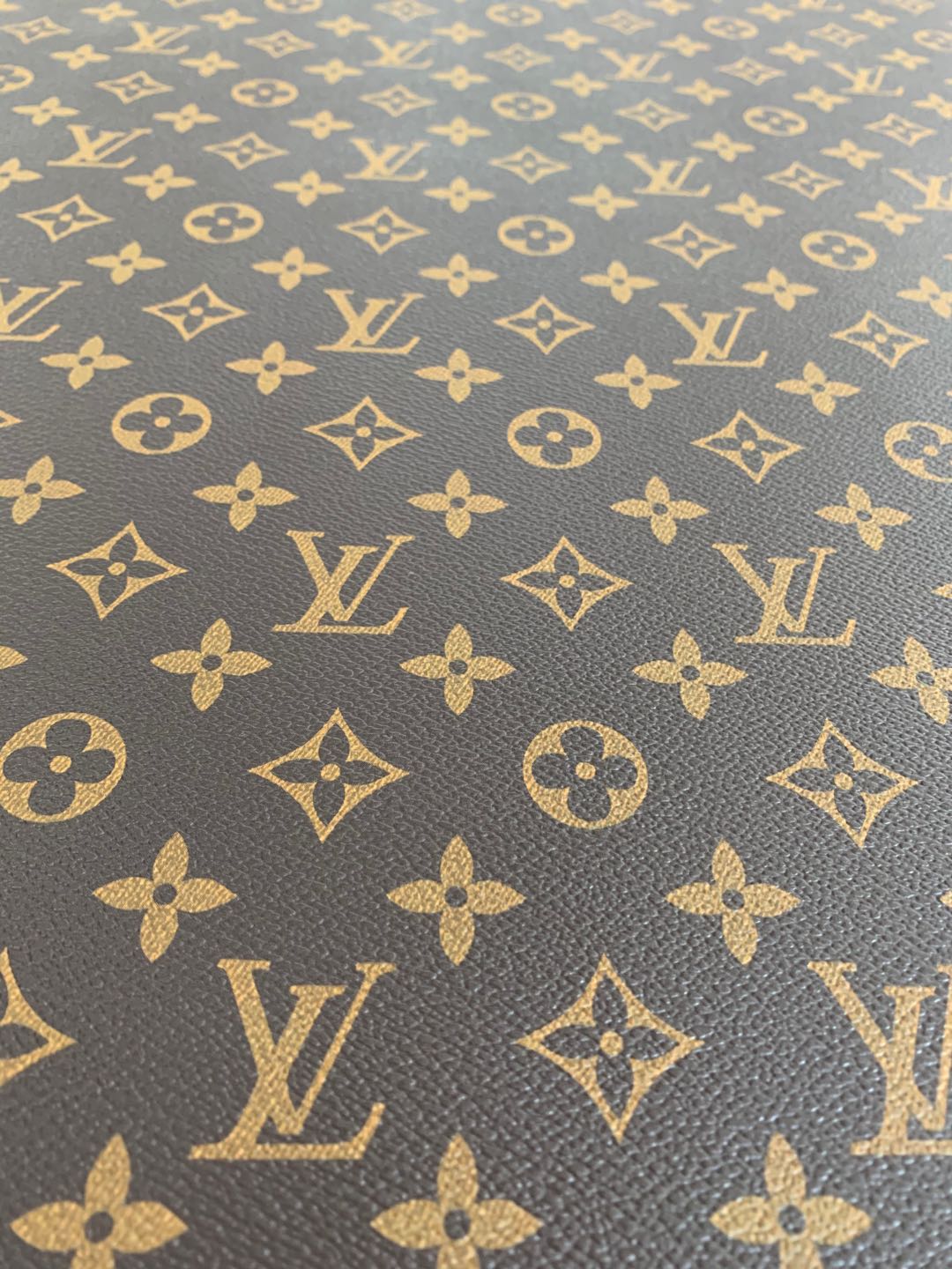 Classic Brown LV vinyl crafting leather fabric Bag leather ,shoes leather ,Handicraft leather By Yards