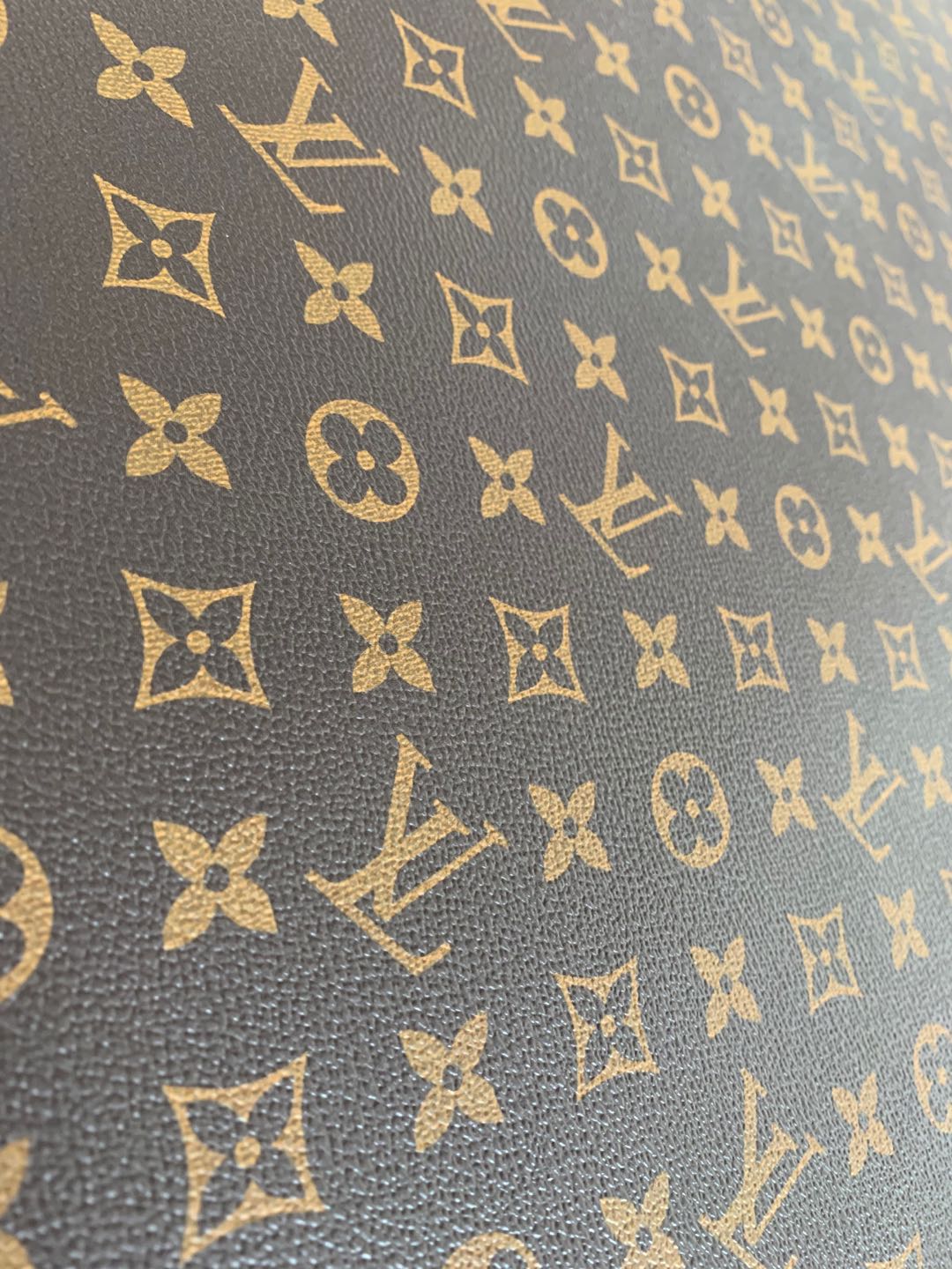 Classic Brown LV vinyl crafting leather fabric Bag leather ,shoes leather ,Handicraft leather By Yards