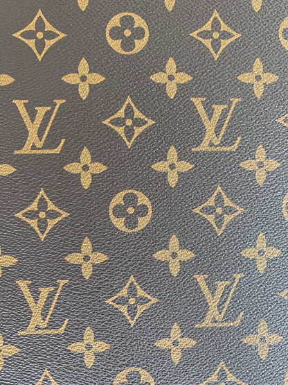 Classic Brown LV vinyl crafting leather fabric Bag leather ,shoes leather ,Handicraft leather By Yards