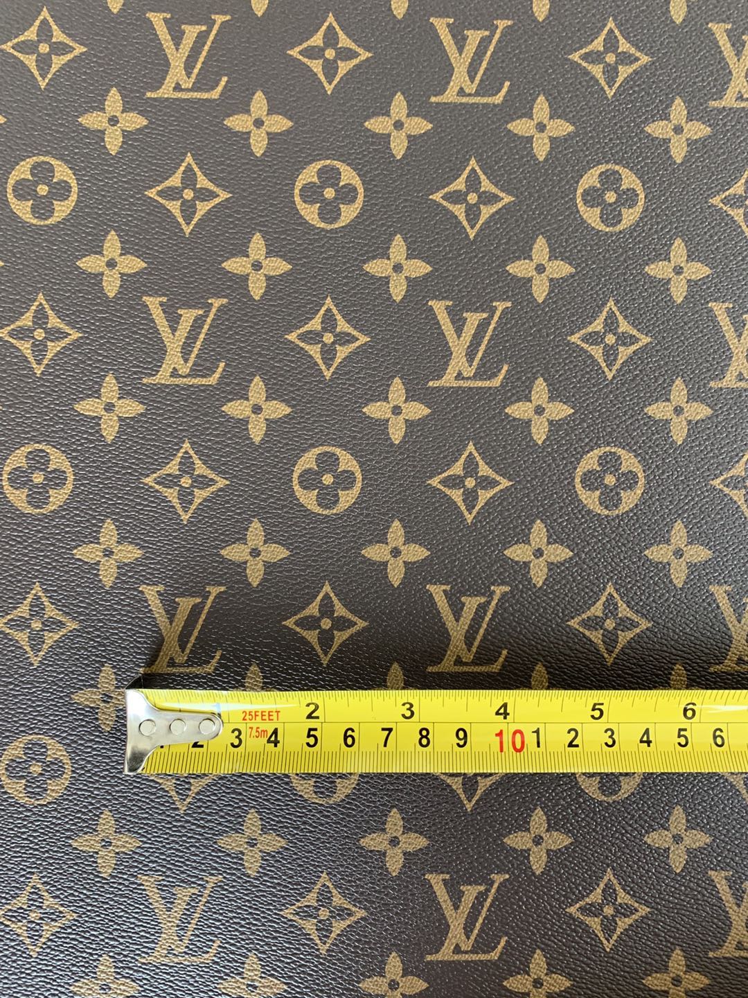Classic Brown LV vinyl crafting leather fabric Bag leather ,shoes leather ,Handicraft leather By Yards