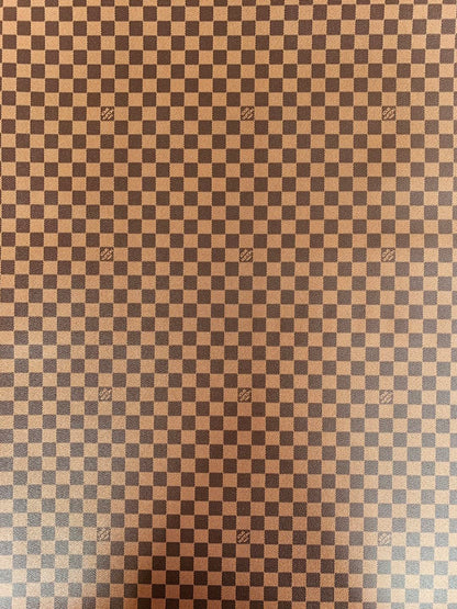 Fashion Louis Vuitton vinyl crafting leather fabric For Handmade Handicrafts , Grid Leather Cup Mat Leather By Yards(Brown)