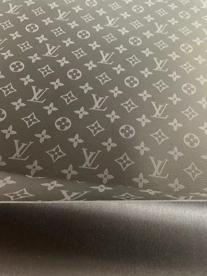 Classic LV vinyl crafting leather fabric For Handmade Shoes,Furniture ,Bike ,Bag and DIY Handicrafts By Yard (Black)