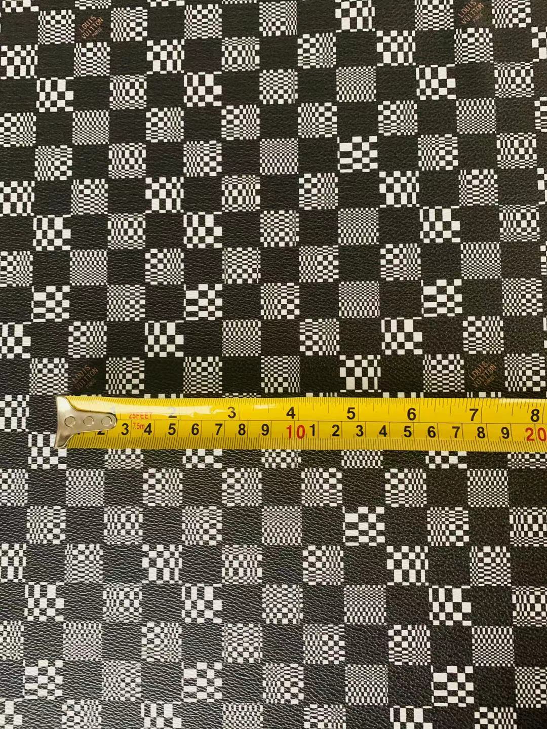Classic Louis Vuitton Grid Leather Case Fabric,Handmade Bag Leather,Hand-made Shoes  Leather Grid Leather Cup Mat Leather(Black X white)