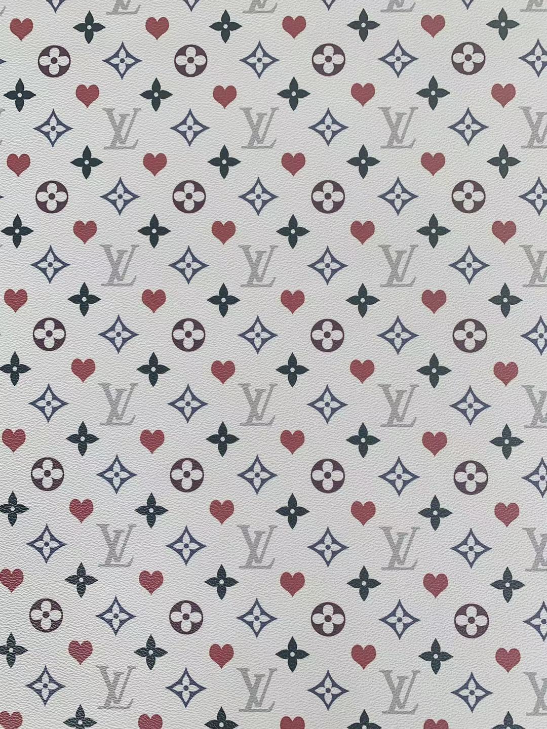 Classic Love&nbsp; LV&nbsp; Leather Case Fabric,Handmade Bag Fabric,Hand-made Shoes&nbsp; Leather Fabric By Yard (White)