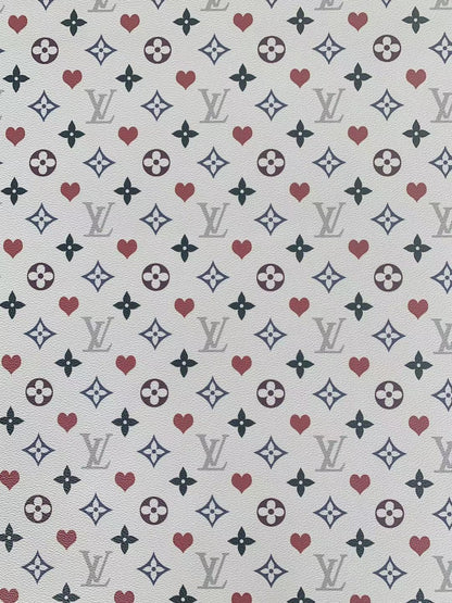 Classic Love&nbsp; LV&nbsp; Leather Case Fabric,Handmade Bag Fabric,Hand-made Shoes&nbsp; Leather Fabric By Yard (White)