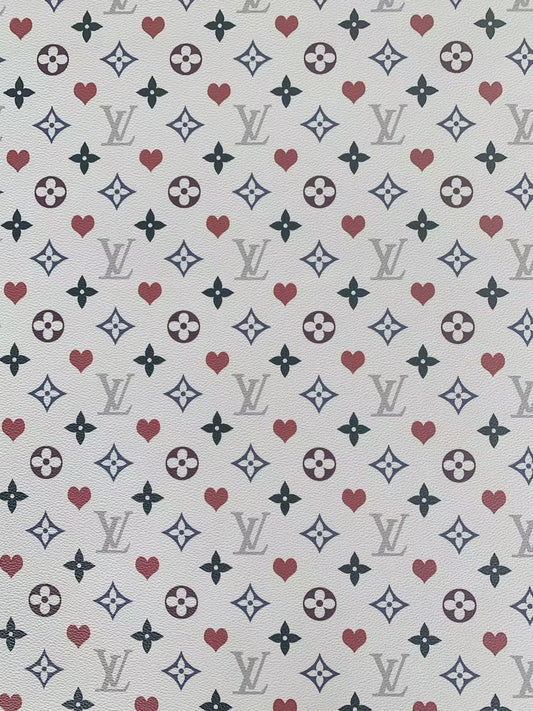Classic Love&nbsp; LV&nbsp; Leather Case Fabric,Handmade Bag Fabric,Hand-made Shoes&nbsp; Leather Fabric By Yard (White)