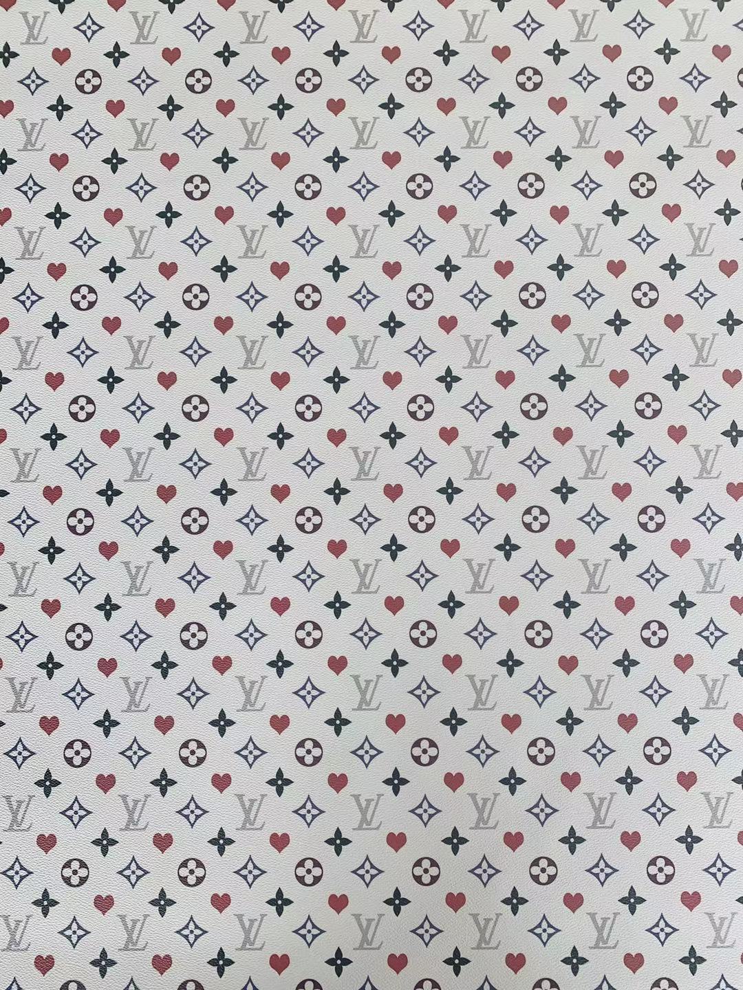 Classic Love&nbsp; LV&nbsp; Leather Case Fabric,Handmade Bag Fabric,Hand-made Shoes&nbsp; Leather Fabric By Yard (White)