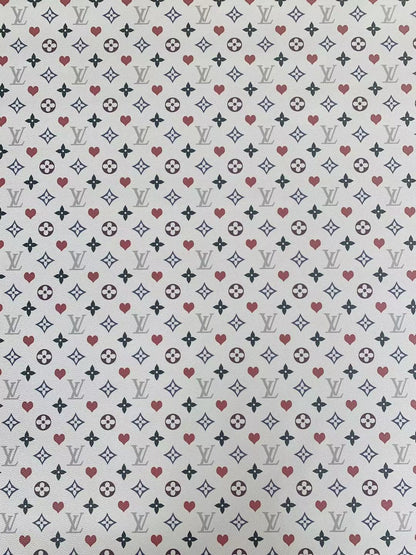 Classic Love&nbsp; LV&nbsp; Leather Case Fabric,Handmade Bag Fabric,Hand-made Shoes&nbsp; Leather Fabric By Yard (White)