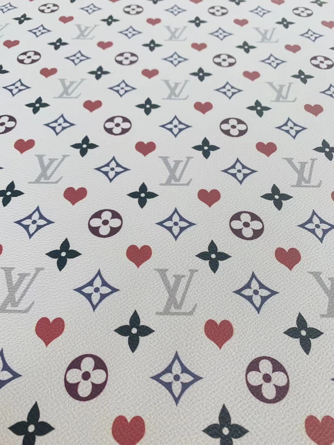 Classic Love&nbsp; LV&nbsp; Leather Case Fabric,Handmade Bag Fabric,Hand-made Shoes&nbsp; Leather Fabric By Yard (White)