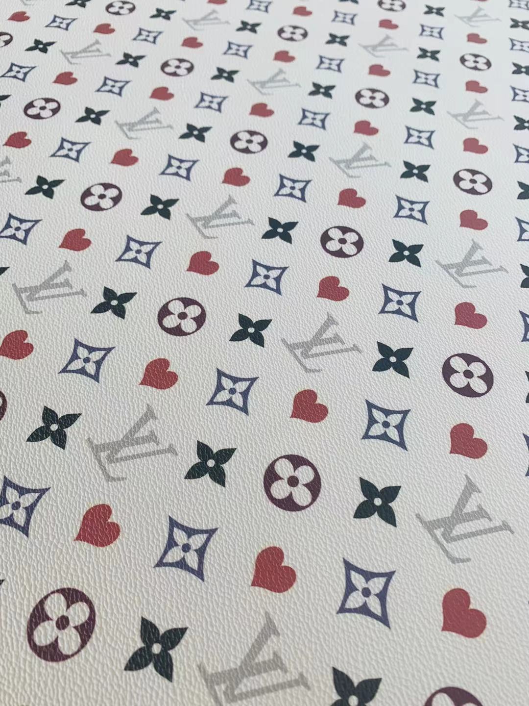 Classic Love&nbsp; LV&nbsp; Leather Case Fabric,Handmade Bag Fabric,Hand-made Shoes&nbsp; Leather Fabric By Yard (White)