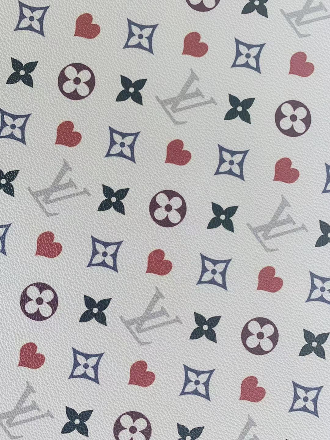 Classic Love&nbsp; LV&nbsp; Leather Case Fabric,Handmade Bag Fabric,Hand-made Shoes&nbsp; Leather Fabric By Yard (White)