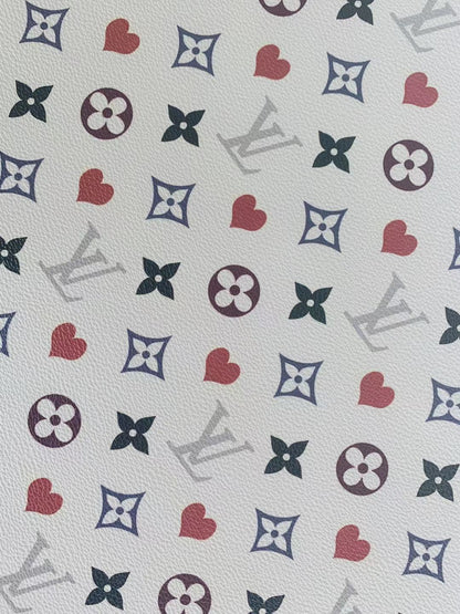 Classic Love&nbsp; LV&nbsp; Leather Case Fabric,Handmade Bag Fabric,Hand-made Shoes&nbsp; Leather Fabric By Yard (White)