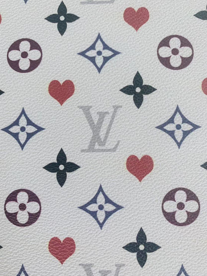 Classic Love&nbsp; LV&nbsp; Leather Case Fabric,Handmade Bag Fabric,Hand-made Shoes&nbsp; Leather Fabric By Yard (White)