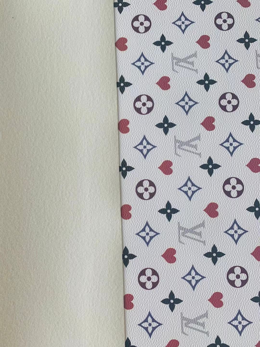 Classic Love&nbsp; LV&nbsp; Leather Case Fabric,Handmade Bag Fabric,Hand-made Shoes&nbsp; Leather Fabric By Yard (White)