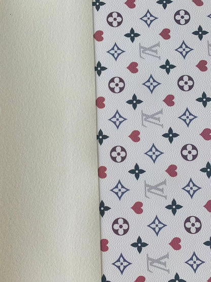 Classic Love&nbsp; LV&nbsp; Leather Case Fabric,Handmade Bag Fabric,Hand-made Shoes&nbsp; Leather Fabric By Yard (White)