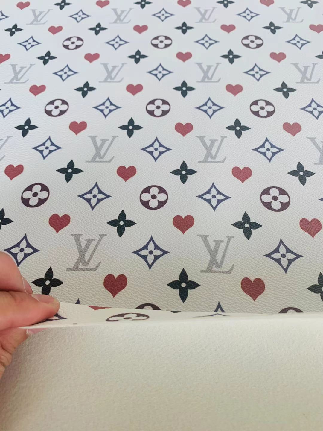 Classic Love&nbsp; LV&nbsp; Leather Case Fabric,Handmade Bag Fabric,Hand-made Shoes&nbsp; Leather Fabric By Yard (White)