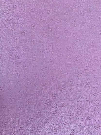 Fashion Embossed LV Crafting Leather Fabric For Handmade Bags ,Shoe and DIY Handicrafts By Yards (Purple)