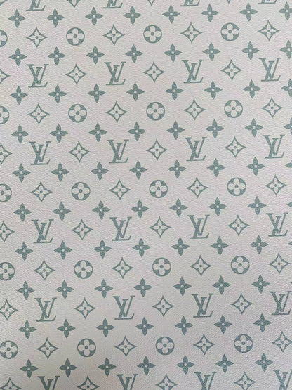 Classic LV vinyl crafting leather fabric For Handmade Shoes,Furniture ,Bike ,Bag and DIY Handicrafts By Yard  (Dark black With green)