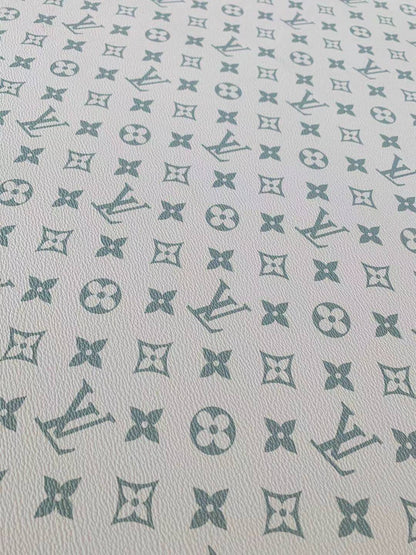 Classic LV vinyl crafting leather fabric For Handmade Shoes,Furniture ,Bike ,Bag and DIY Handicrafts By Yard  (Dark black With green)