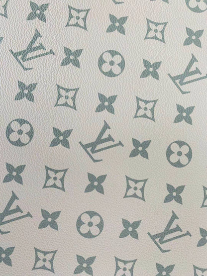 Classic LV vinyl crafting leather fabric For Handmade Shoes,Furniture ,Bike ,Bag and DIY Handicrafts By Yard  (Dark black With green)