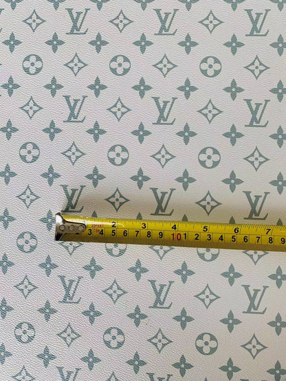 Classic LV vinyl crafting leather fabric For Handmade Shoes,Furniture ,Bike ,Bag and DIY Handicrafts By Yard  (Dark black With green)
