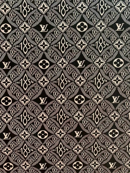 Classic LV 1854 Jacquard Cloth Fabric ,Handmade shoes fabric ,Bag fabric  Handcraft fabric By Yard (Black)