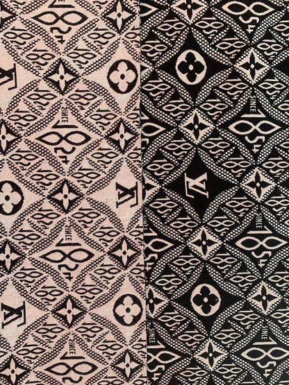 Classic LV 1854 Jacquard Cloth Fabric ,Handmade shoes fabric ,Bag fabric  Handcraft fabric By Yard (Black)