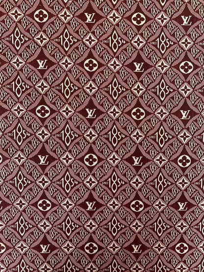 Classic LV 1854 Jacquard Canvas Cloth Fabric ,Handmade shoes fabric ,Bag Fabric Handcraft fabric By Yard (Red)