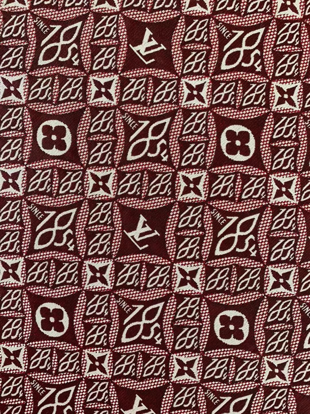 Classic LV 1854 Jacquard Canvas Cloth Fabric ,Handmade shoes fabric ,Bag Fabric Handcraft fabric By Yard (Red)