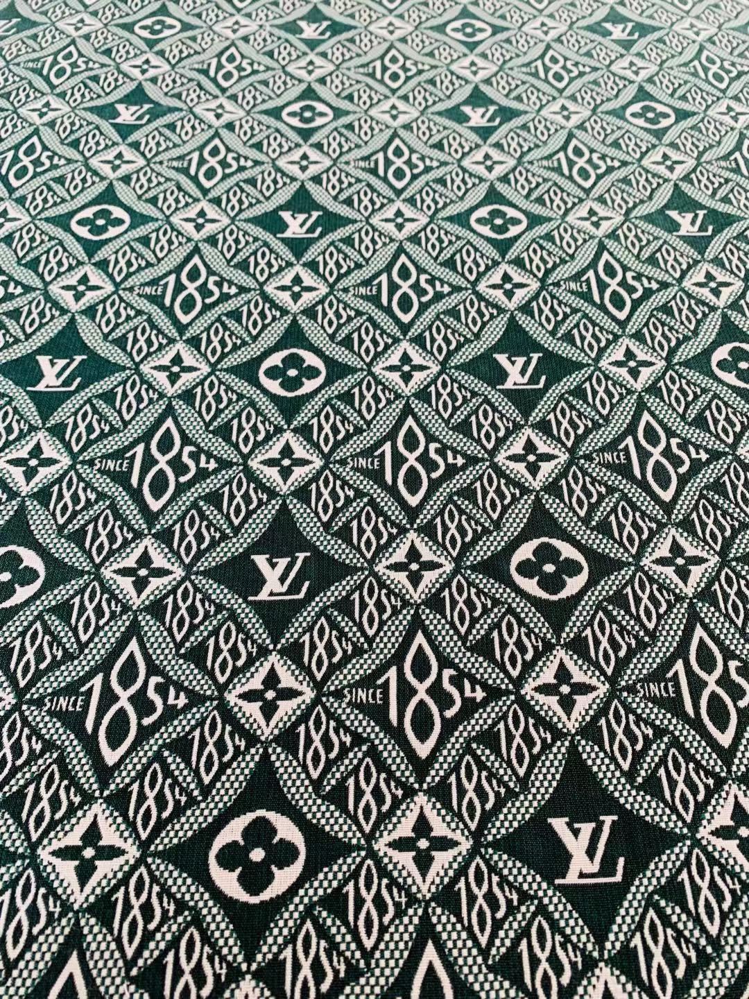 Classic LV 1854 Jacquard Canvas Cloth Fabric ,Handmade shoes fabric ,clothing fabric Handcraft fabric By Yard (Green)