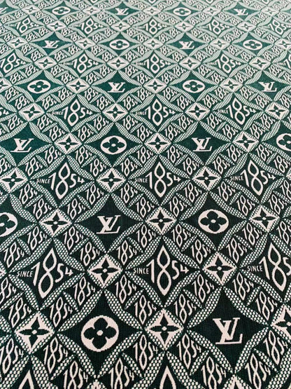 Classic LV 1854 Jacquard Canvas Cloth Fabric ,Handmade shoes fabric ,clothing fabric Handcraft fabric By Yard (Green)