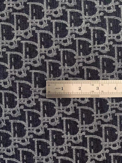 Fashion Dior Denim Woven Jacquard fabric , Jean Fabric For Handmade Clothing By Yard ( Dark Blue )