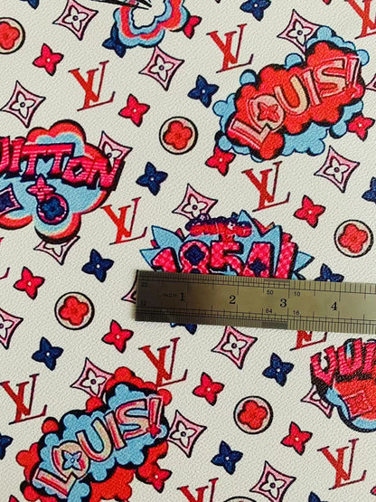 Colorful LV 1854 design Leather Case Fabric, Handmade Bag Fabric, Hand-made Shoes Fabric By Yard