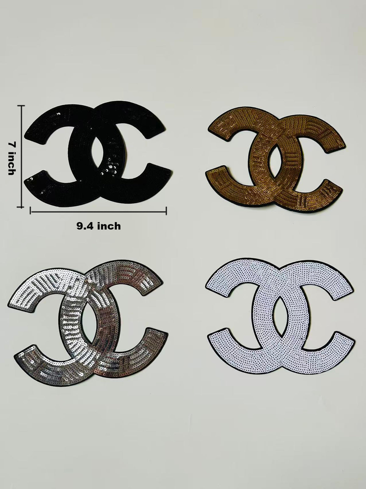 Craft Chanel 9.4"x7" Rectangle Embroidery Sequins Patches For Handmade Apparel