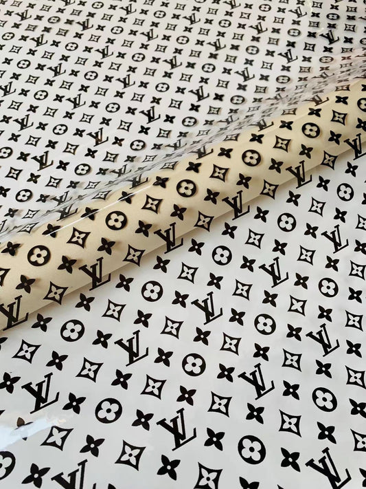 New Transparent PU  Black LV Handicraft Material By Yards