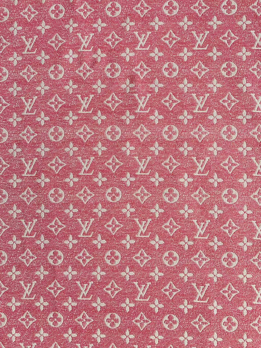 Tianchao Pink LV Denim Woven Jacquard fabric ,Jean Fabric For Handmade Goods By Yard