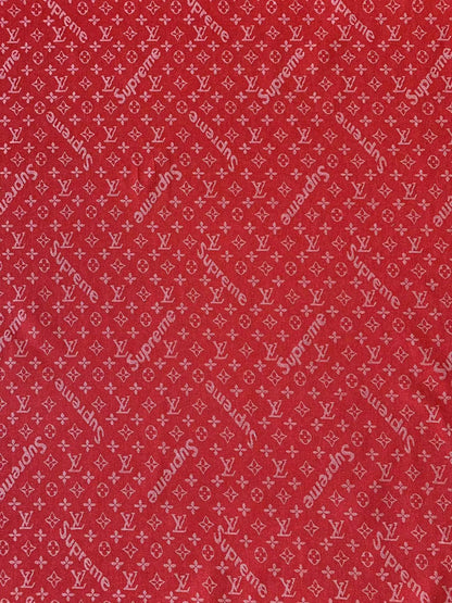 Classic Red LV With Supreme Denim Woven Jacquard fabric , Jean Fabric For Handmade Goods By Yard