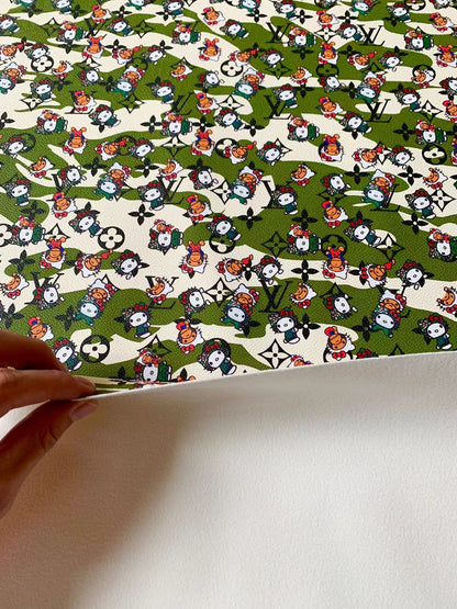 Tianchao Store Green Bape With LV Hello Kitty Cat Cartoon Leather Fabric For Custom Sneakers DIY Shoes