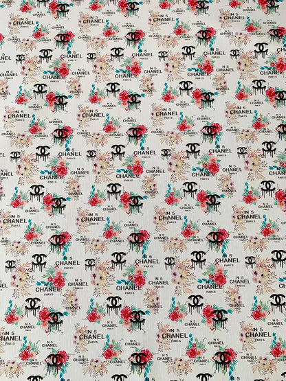 Craft Chanel N5 Paris Deisgn Leather Fabric For Handmade DIY Sneakers Upholstery Car Seats