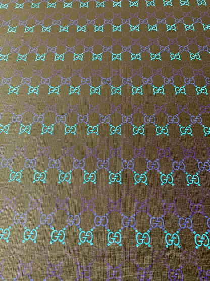 Craft Gradual Change Blue Color Gucci Deisgn Leather Fabric For Handmade DIY Shoes Upholstery