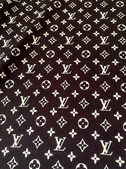 Craft Black With White LV Cotton And Polyester Cloth Fabric For DIY Handicraft Apparel
