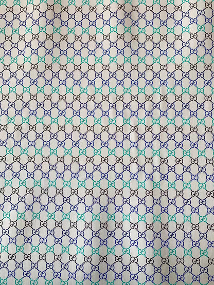 Craft Gradual Change Blue Color Gucci Deisgn Leather Fabric For Handmade DIY Shoes Upholstery (White)
